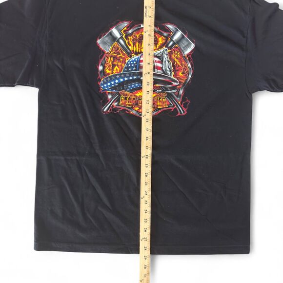Hot Leathers Fire Fighter T-Shirt Mens XL Black Biker Bar Graphic Logo - Picture 6 of 6